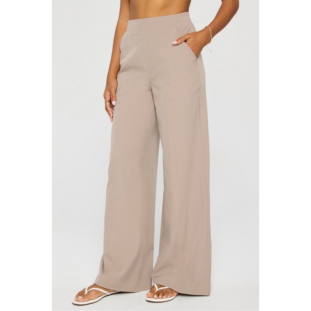 Fabletics TALL Downtown Wide Leg Pant XL Brutalist Khaki Lightweight Everyday